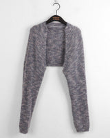 Rakel Two-Tone Rainbow Coloring Angora Knit Bolero Cardigan