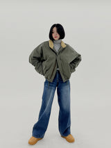 ウールショートパッデッドジャンパー/Wool short padded jumper (2color)