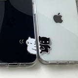 ホワイト - ハグサムキャットカップルフォンケース
