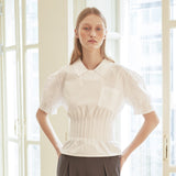 [LINE] Pintuck Pocket Blouse (Ivory) (6696641495158)