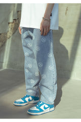 SMILE PATTERN DENIM PANTS (6565140398198)