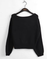 Sar Basic Boat Neck Cozy Cropped Long-Sleeved Knitwear