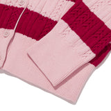 SMALL CHERRY CABLE CROP KNIT CARDIGAN [PINK]