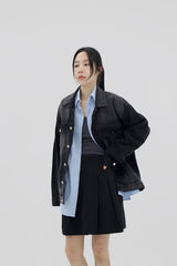 ウォッシングブラックブルーボクシージャケット / Washing Black Blue Boxy Jacket