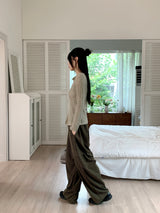Nalky Bokashi V-neck slit long-sleeve knit