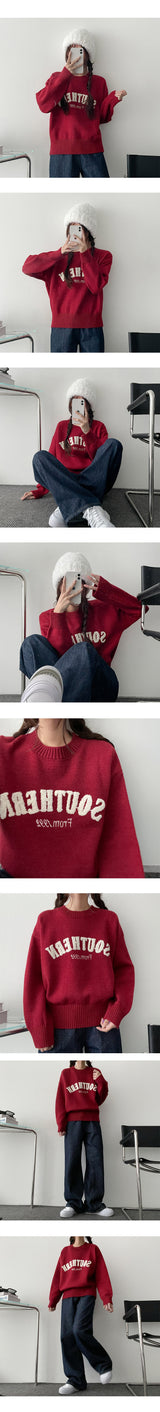 【ソフトウール刺繍】サザンレタリングニット
