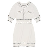 COLOR STITCH POINT KNIT DRESS [IVORY]
