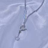 Butterfly Holographic Gemstone Heart Necklace