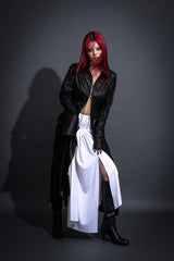 MAXI LEATHER SHIRT #BLACK