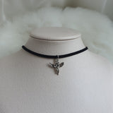 アンティークシルバーエンジェルチョーカーネックレス / Antique Silver Angel Choker Necklace (Street Women Fighter Aiki, Dreamcatcher Sua Choker)