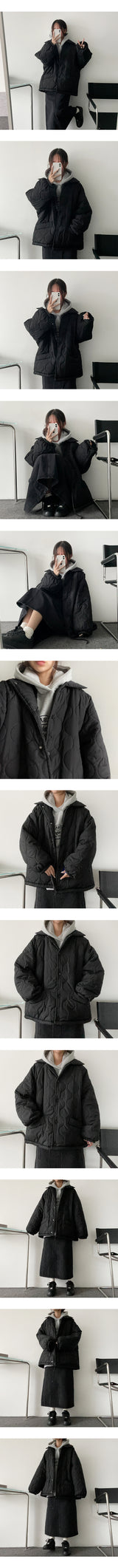 [Fluffy Lining] Nemon Wang Boxy String Quilting Collar Padded Jumper