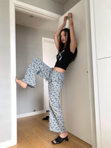 Vintage flower banding casual pants