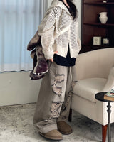 ビンテージベージュグランジバルーンベンダブルパンツ