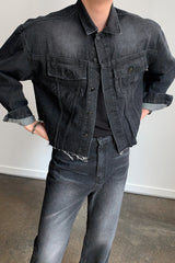 LOOKPINE LIN BLACK DENIM SET - JACKET (6690576924790)