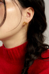 holi short ribbon earring - gold