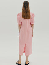 リネンスクエアネックドレス / Linen square neck dress - Pink