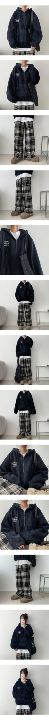 Crete Embroidery Fleece Semi-Zipup Hoodie