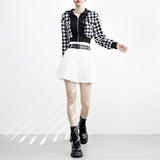 Monet Hound Checked Fur Jacket