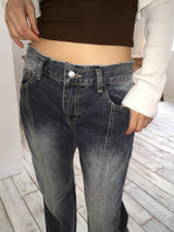 ポルトン ローライズ カットアウト ブーツカット デニム パンツ