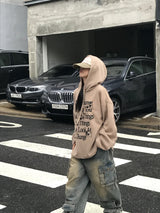 アイズオーバーサイズフィットワッフルニットフーディ