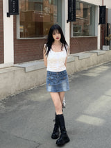 ランディビンテージレースパンチングインシジョンボタンスリーブレス/Randi vintage lace punching incision button cuff