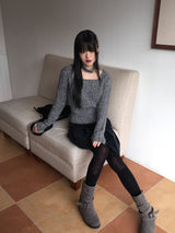 Rucle Choker Set Wool Square Neck Ribbed Knit