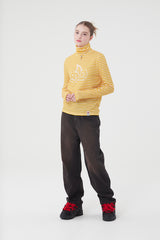 ビッグドゥードゥルチェリーハイネックストライプロングTシャツ／BIG DOODLE CHERRY HIGH NECK STRIPE T-SHIRT [MUSTARD]