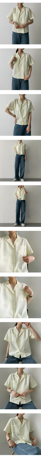 サンディーオープンカラー半袖シャツ / Sandy Open Collar Short-Sleeved Shirt
