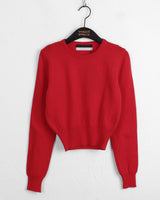 [Cashmere/12color] リモンラムウールラウンドクロップ長袖ニット