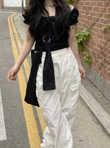 ステッチワイドコットンカーゴパンツ / Stitch Wide Cotton Cargo Pants