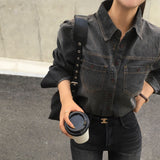 [BELLIDE MADE]  vintage cropped denim shirt