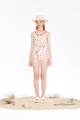 チェリーパターンワンピーススイムスーツ / CHERRY PATTERN ONE PIECE SWIMSUIT [RED]