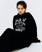 オーバーサイズタイポフーディー/OVER SIZE TYPO HOODIE-BLACK