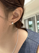 [92.5silver] ブラックラインパールピアス