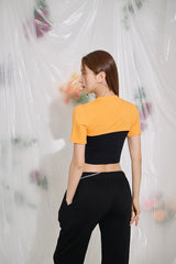 スリットネックレスクロップTシャツ / TOP(9326) Slit Necklace Crop Tee