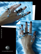 Double Blue Roses Ring