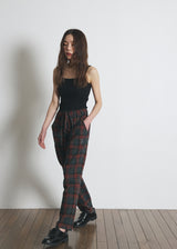 DREAMCATCHER CHECK LOOSE-FIT PANTS (Khaki) (6680169611382)