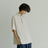 ハーフヘンリーネックシャツ / unisex half henlyneck shirts beige