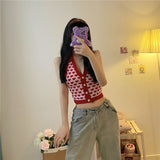 レッドハートホルタートップ/red heart halter top