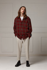 Loose-fit check shirts - Wine (4622120878198)