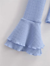 Frill shirring strap blouse