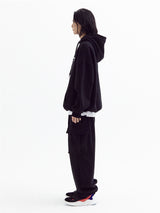 Balloon over cargo fleece jogger pants Black
