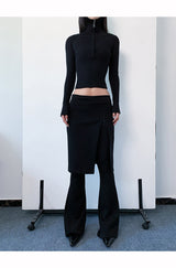 Chic slit skirt bootcut pants