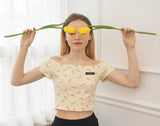 フラワーオフショルダーTシャツ/flower offshoulder t-shirt