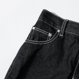 スティッチポイントデニムロングスカート / STITCH POINT DENIM LONG SKIRT - BLACK