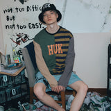 HUKミックスストライプL/SL Tシャツ[2カラー］