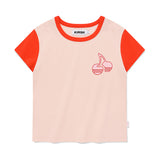 チェリーカラーリングキャップスリーブTシャツ / CHERRY COLORING CAP SLEEVE T-SHIRT [SALMON]