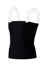 ラッフルマルチトリコットスパンロングチューブトップ/ruffle multi tricot span long tube top (black)