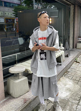 No.9585 C hood sleeveless ZIP-UP (3color)