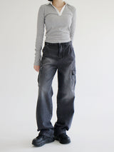 セニティーカーゴパンツ / no.5184 Senity Cargo Pants - Black denim